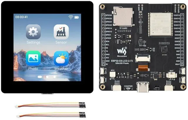 Main image of ESP32-C6 2.73inch LCD Display Dev Board, 320×320, RISC-V 32-bit, No Batt