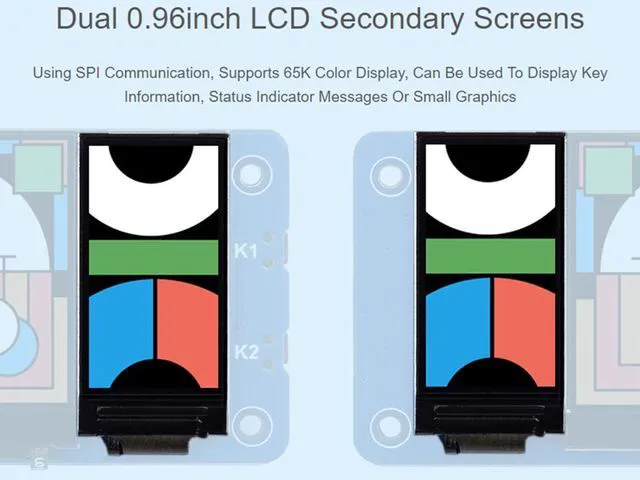 Alt view image 3 of 6 - Triple LCD HAT for Raspberry Pi 5/4B/3B+/3B/Zero W/Zero 2W, Onboard 1.3inch IPS