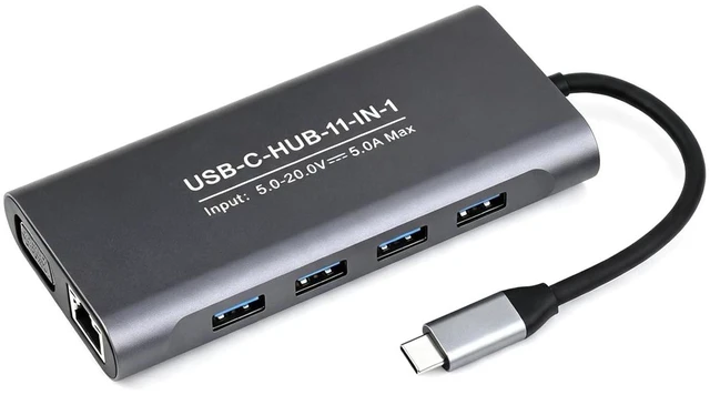 Main image of USB-C 11-in-1 Hub, RJ45 100Mbps, 4K High Definition HDMI Port,100W PD Input