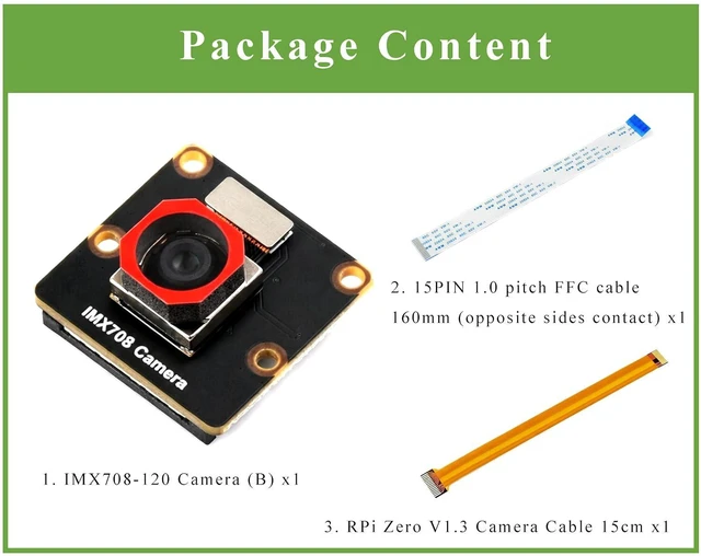 Alt view image 2 of 7 - IMX708 12MP High Resolution Autofocus Camera, 120°FOV