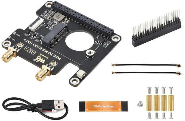 Main image of Pi5 PCIe to M.2 E Key Adapter HAT Compatible with Raspberry Pi 5, Support 2230 S