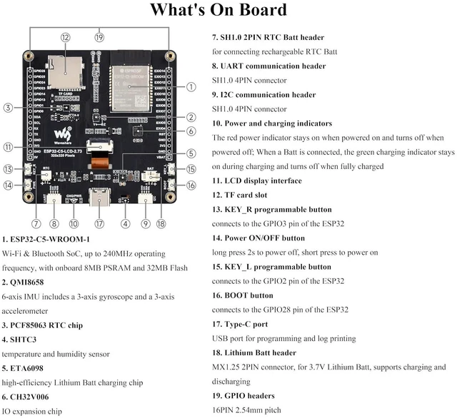 Alt view image 7 of 7 - ESP32-C5 2.73inch LCD Display Dev Board, 32-bit RISC-V Processor, with Batt