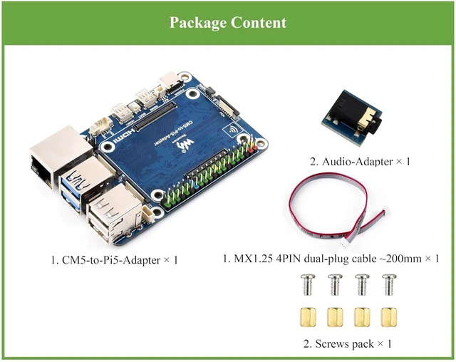 Alt view image 2 of 7 - CM5 to Pi 5 Adapter Board, Alternative Solution for Raspberry Pi 5, Onboard Audi