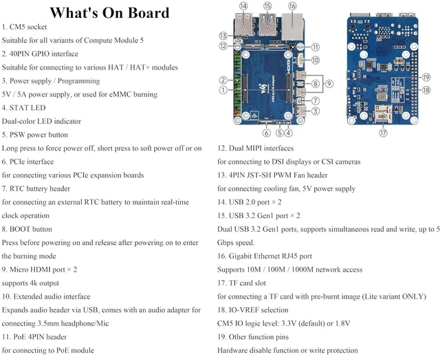 Alt view image 5 of 7 - CM5 to Pi 5 Adapter Board, Alternative Solution for Raspberry Pi 5, Onboard Audi