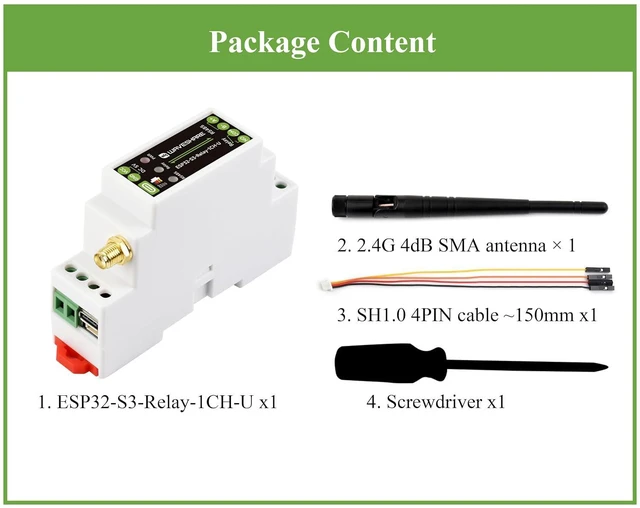Alt view image 2 of 7 - Industrial 1-Channel ESP32-S3 Wi-Fi Relay Module, with the External Antenna
