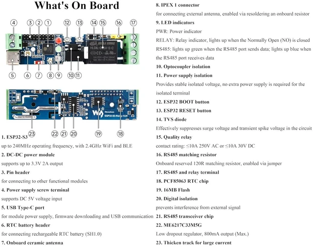 Alt view image 4 of 7 - Industrial 1-Channel ESP32-S3 Wi-Fi Relay Module, with the External Antenna