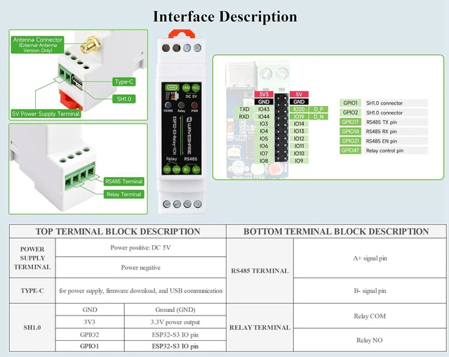 Alt view image 6 of 7 - Industrial 1-Channel ESP32-S3 Wi-Fi Relay Module, with the External Antenna