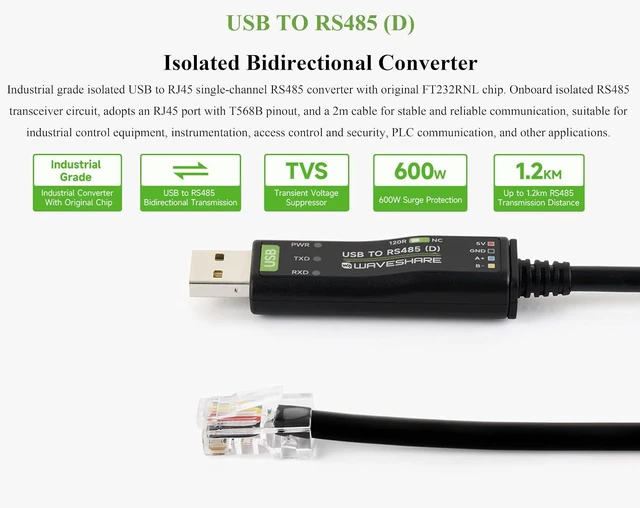 Alt view image 3 of 7 - USB to RS485 Industrial Bidirectional Converter, with FT232RNL Chip