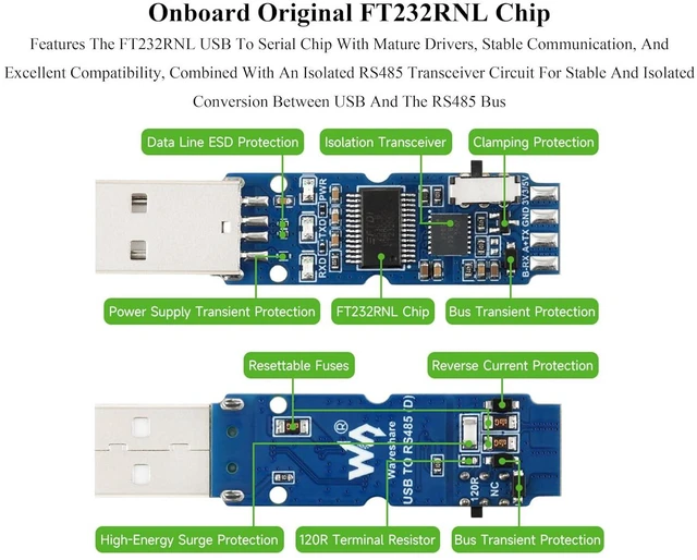 Alt view image 6 of 7 - USB to RS485 Industrial Bidirectional Converter, with FT232RNL Chip