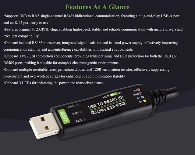 Alt view image 4 of 7 - USB to RS485 Industrial Bidirectional Converter, with FT232RNL Chip