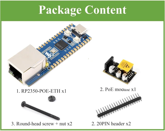 Alt view image 2 of 7 - RP2350-POE-ETH Dev Board, Standard Version, with PoE Module
