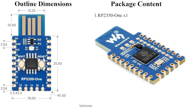 Alt view image 7 of 7 - RP2350-One Pico-Like MCU Board, 4MB Flash MCU Board Based On RP2350A Dual-Core &