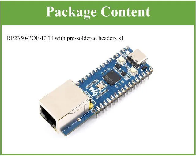 Alt view image 2 of 7 - RP2350-POE-ETH Dev Board, with Pre-soldered Headers, Without PoE Module