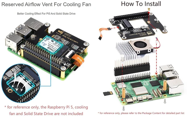 Alt view image 6 of 7 - PCIe to M.2 Adapter for Raspberry Pi 5, Supports NVMe Drive Protocol Compatible
