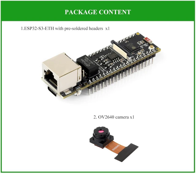 Alt view image 2 of 7 - ESP32 Ethernet Dev Board, Support Wi-Fi & Bluetooth, with OV5640 Camera
