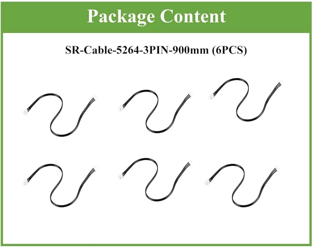 Alt view image 2 of 4 - 6PCS 3PIN Servo Cable, Compatible with ST/SC/CF Series Servos, 900mm / 90cm / 35
