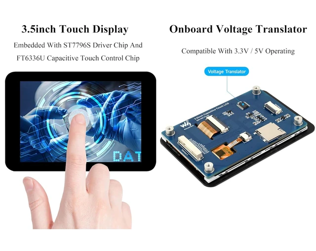 Alt view image 4 of 7 - 3.5inch Touch Screen Compatible with Raspberry Pi 5/4B/3B+/3B/Pi Zero/Zero W/Pi