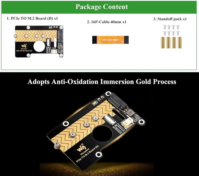 Alt view image 2 of 7 - PCIe to M.2 Adapter Board Compatible with Raspberry Pi 5, PCIe to M.2 M Key Boar