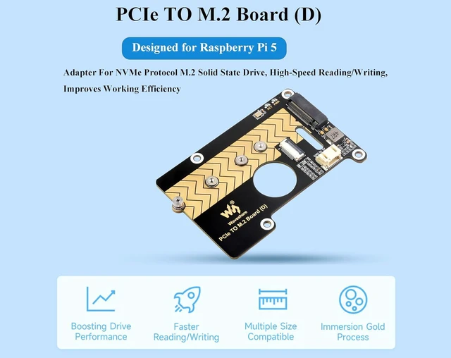 Alt view image 3 of 7 - PCIe to M.2 Adapter Board Compatible with Raspberry Pi 5, PCIe to M.2 M Key Boar