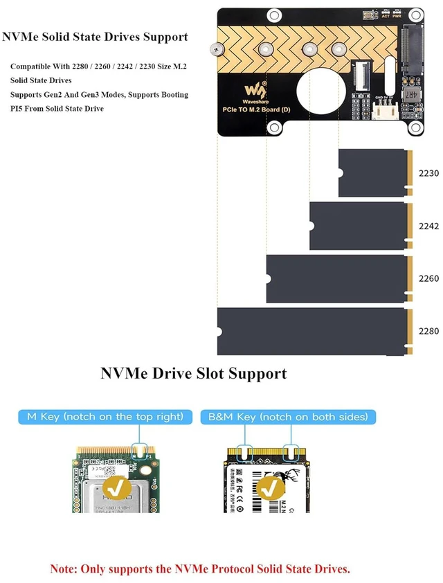 Alt view image 4 of 7 - PCIe to M.2 Adapter Board Compatible with Raspberry Pi 5, PCIe to M.2 M Key Boar