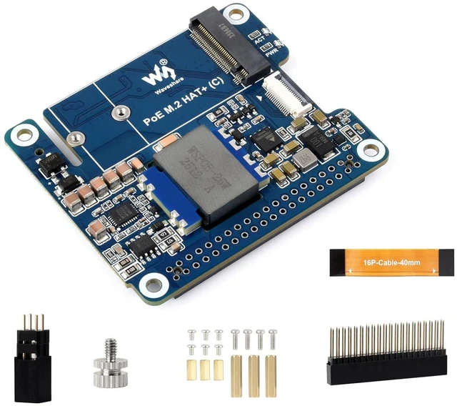 Main image of PCIe to M.2 Adapter with PoE Compatible with Raspberry Pi 5, PoE and PCIE to M.2