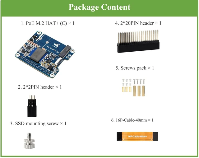 Alt view image 2 of 7 - PCIe to M.2 Adapter with PoE Compatible with Raspberry Pi 5, PoE and PCIE to M.2