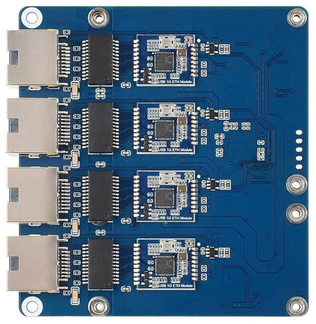 Alt view image 6 of 7 - PCIe to 4-CH Gigabit ETH Board, Compatible with Raspberry Pi 5, Supports RPi OS,