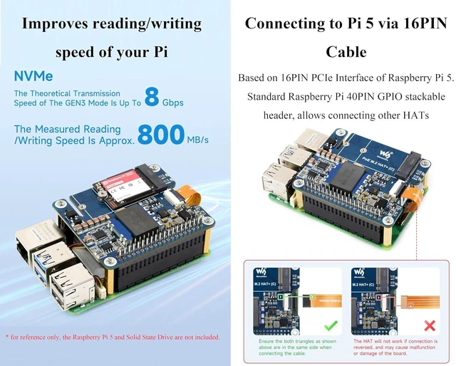 Alt view image 5 of 7 - PCIe to M.2 Adapter with PoE Compatible with Raspberry Pi 5, PoE and PCIE to M.2
