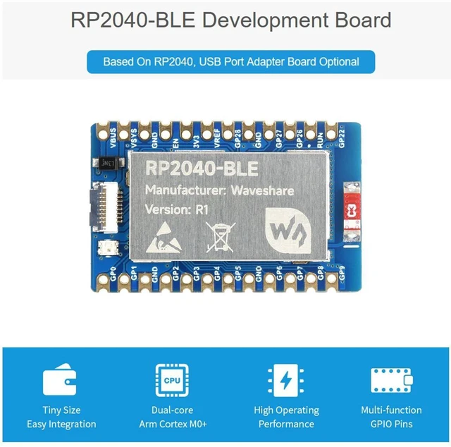 Alt view image 2 of 7 - RP2040-BLE Development Board, Raspberry Pi Microcontroller Development Board, Ba