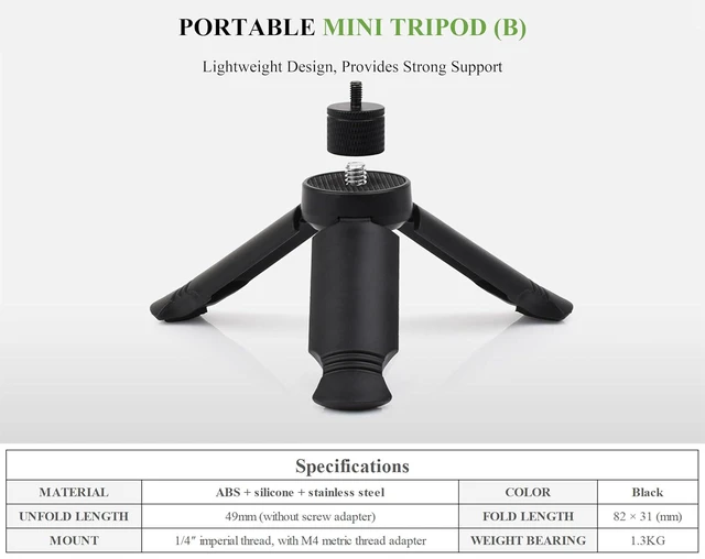 Alt view image 2 of 7 - Portable Mini Tripod, Compatible with 1/4 and M4 Interfaces, Suitable for Vario