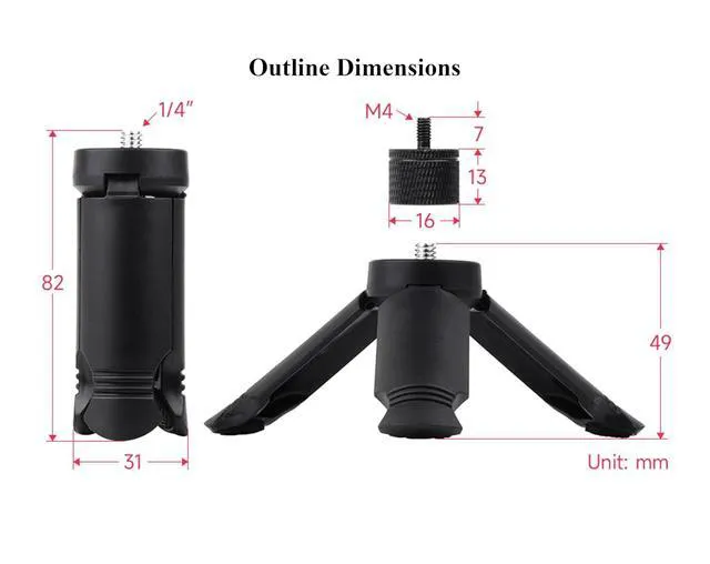 Alt view image 6 of 7 - Portable Mini Tripod, Compatible with 1/4 and M4 Interfaces, Suitable for Vario