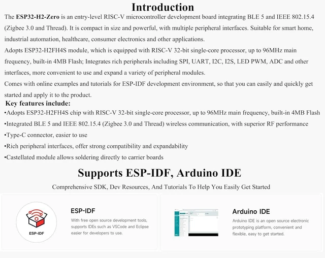 Alt view image 3 of 7 - ESP32-H2 Mini Development Board, Onboard ESP32-H2FH4S with 96MHz Processor, Buil