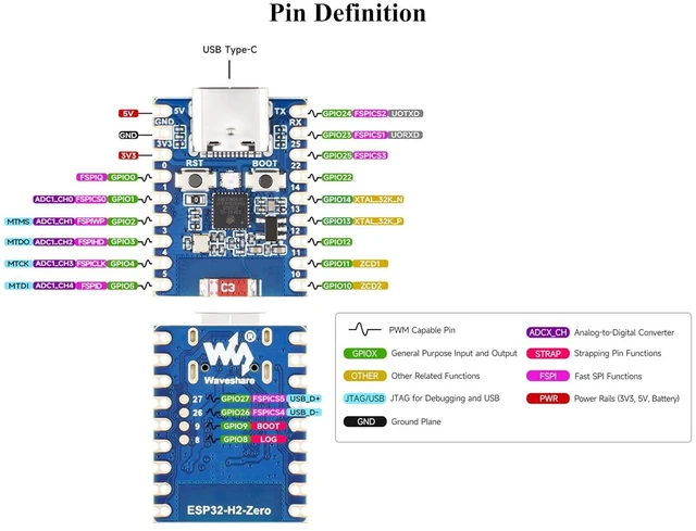 Alt view image 6 of 7 - ESP32-H2 Mini Development Board, Onboard ESP32-H2FH4S with 96MHz Processor, Buil