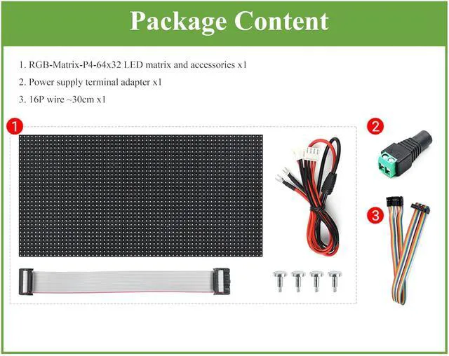 Alt view image 6 of 6 - 64×32 2048 RGB Full-Color LED Matrix Panel, 4mm Pitch 64×32 Pixels, Adjustable B