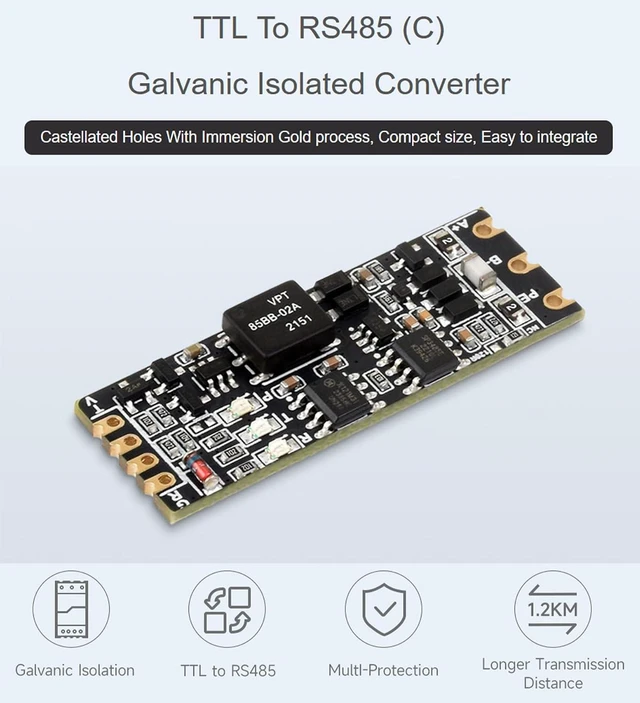 Alt view image 2 of 7 - TTL to RS485 Galvanic Isolated Converter TTL/RS485 Standard Converting TTL Signa