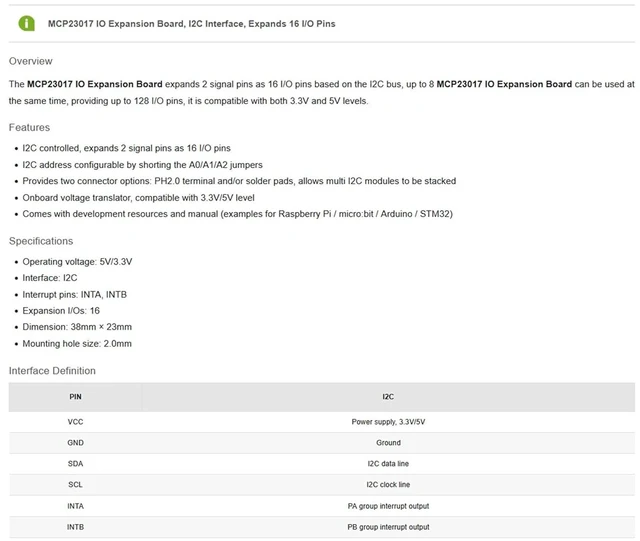 Alt view image 4 of 7 - MCP23017 IO Expansion Board Expands 16 I/O Pins, Support Use 8 Expansion Modules