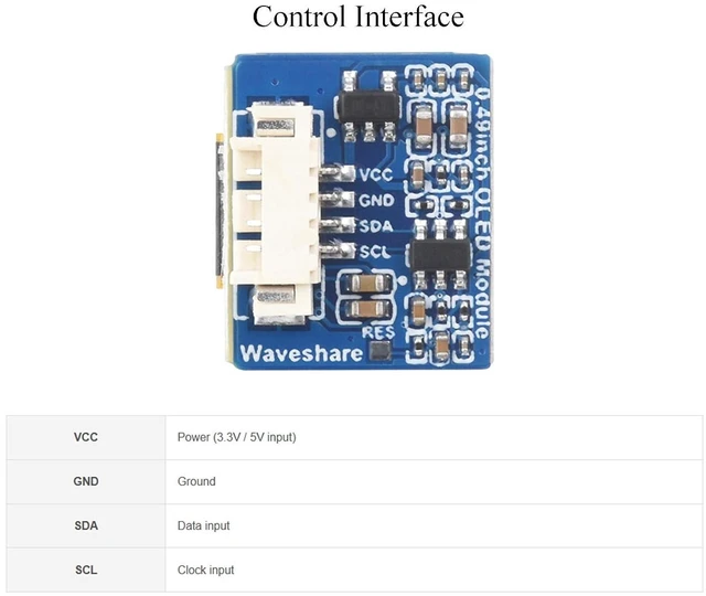 Alt view image 6 of 7 - 0.49inch OLED Display Module 64x32 Resolution I2C Communication Black/White Disp