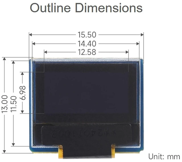 Alt view image 7 of 7 - 0.49inch OLED Display Module 64x32 Resolution I2C Communication Black/White Disp