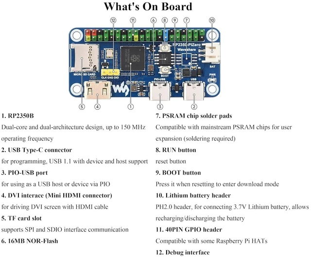 Alt view image 3 of 7 - RP2350-PiZero Development Board,Uses RP2350 Dual-Core & Dual-Architecture Chip,