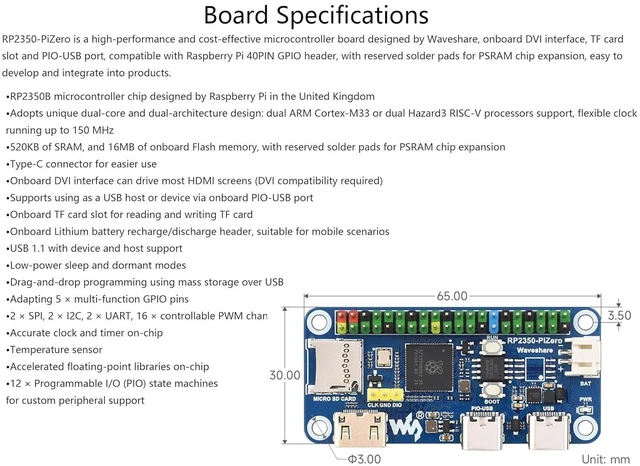 Alt view image 5 of 7 - RP2350-PiZero Development Board,Uses RP2350 Dual-Core & Dual-Architecture Chip,
