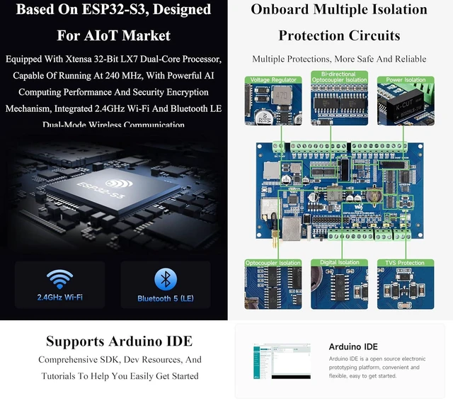Alt view image 7 of 7 - ESP32-S3 Control Board with 8-Channel Digital Input & Output, Supports WiFi/Blue
