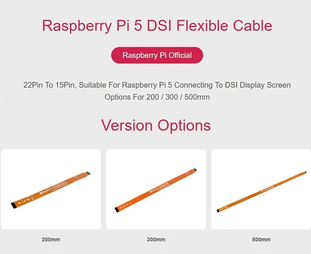 Alt view image 2 of 6 - Official DSI FPC Flexible Cable Compatible with Raspberry Pi 5 4GB/8GB, 22Pin to