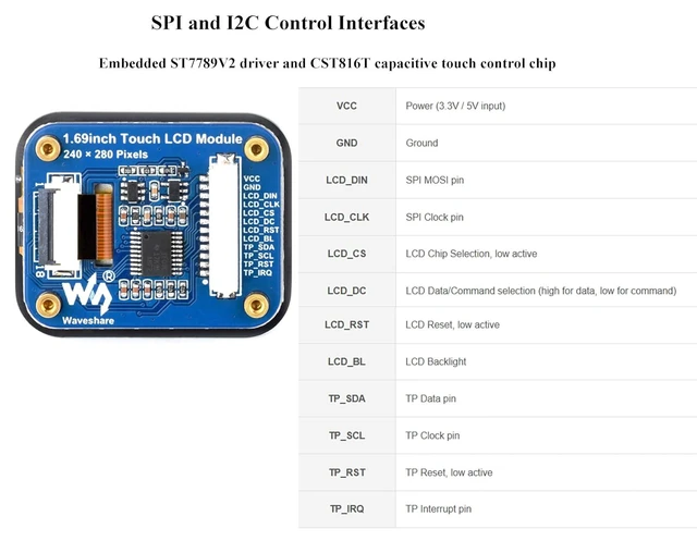 Alt view image 5 of 7 - 1.69inch Touch LCD Round Corner Display Module Compatible with Raspberry Pi 5/4B