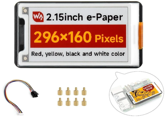 Main image of 2.15inch E-Paper Display Compatible with Raspberry Pi 5/4B/3B+/Zero/Zero W/Zero