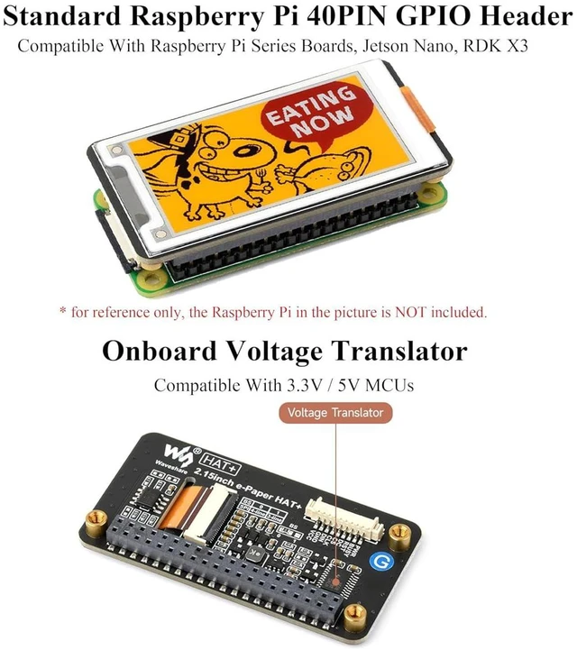 Alt view image 5 of 7 - 2.15inch E-Paper Display Compatible with Raspberry Pi 5/4B/3B+/Zero/Zero W/Zero