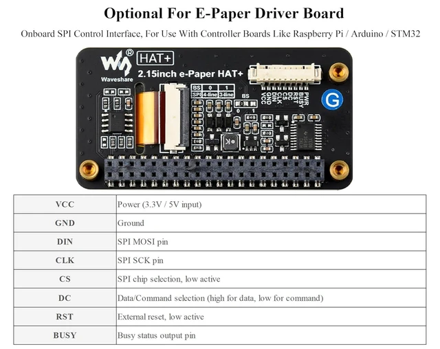 Alt view image 6 of 7 - 2.15inch E-Paper Display Compatible with Raspberry Pi 5/4B/3B+/Zero/Zero W/Zero
