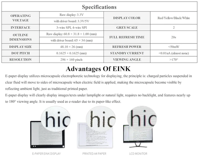 Alt view image 7 of 7 - 2.15inch E-Paper Display Compatible with Raspberry Pi 5/4B/3B+/Zero/Zero W/Zero