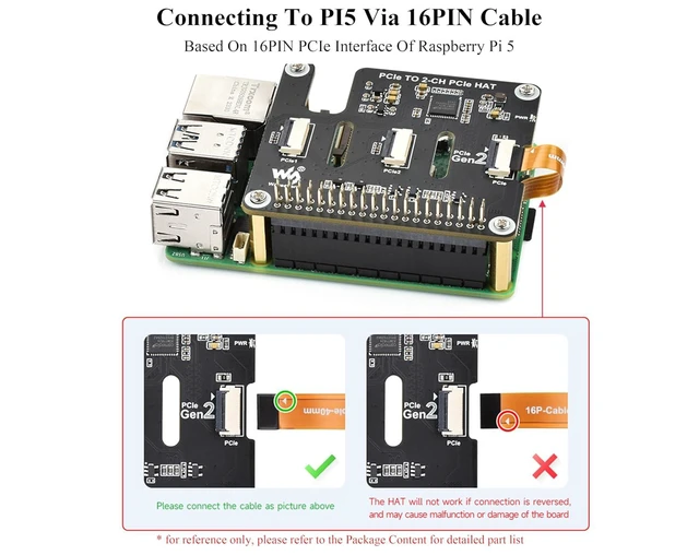 Alt view image 3 of 7 - 2-Channel PCIe FFC Adapter Board Compatible with Raspberry Pi 5, Expands 2-Ch PC