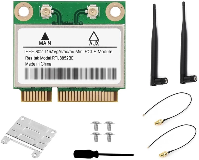 Main image of Wireless MINIPCIE RTL8852BE NIC, Gigabit Dual-Band Wi-Fi 6, 802.11AX Standard, B