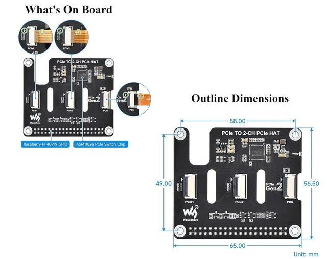 Alt view image 6 of 7 - 2-Channel PCIe FFC Adapter Board Compatible with Raspberry Pi 5, Expands 2-Ch PC